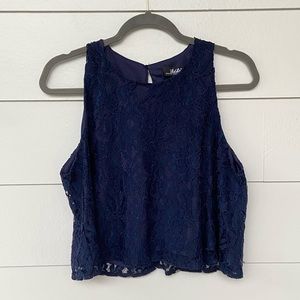 Lulus Lace Navy Sleeveless Top XL